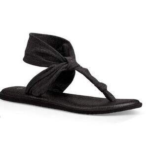 Sanuk Sz 6 Yoga Sling Ella Gray Charcoal Womens Yoga Mat Sole Sandal New